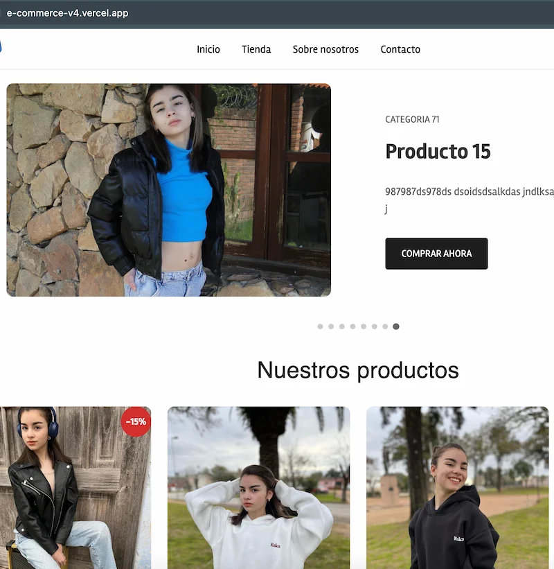 Vista previa eCommerce desarrollado en React